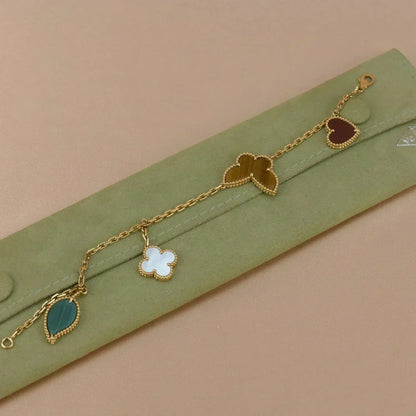 [Glow Muse]LUCKY SPRING 5 MOTIF GOLD BRACELET