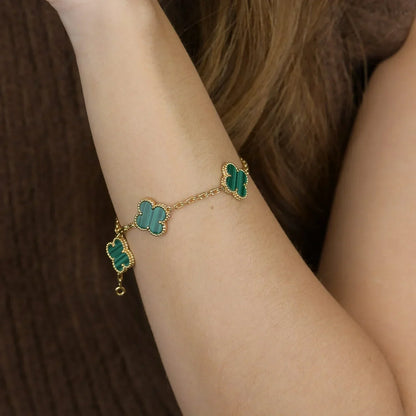 [⭐Glow Muse] CLOVER 5 MOTIF MALACHITE BRACELET COLLECTION
