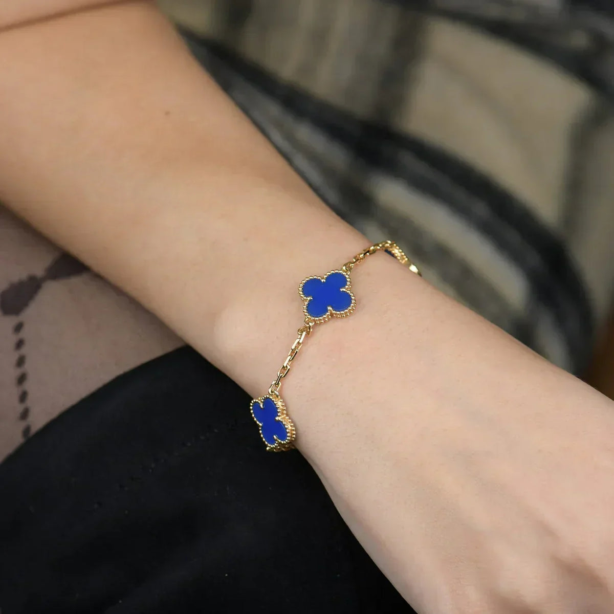 [⭐Glow Muse] CLOVER 5 MOTIF BLUE AGATE BRACELET COLLECTION
