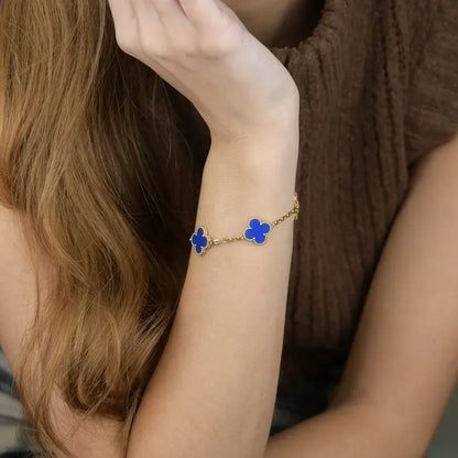 [⭐Glow Muse] CLOVER 5 MOTIF BLUE AGATE BRACELET COLLECTION