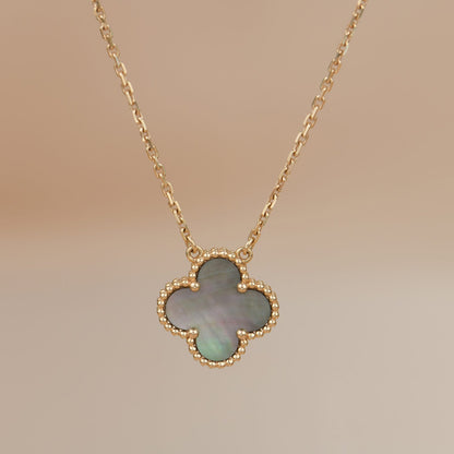 [Glow Muse]CLOVER 15MM  GRAY MOTHER OF PEARL NECKLACE