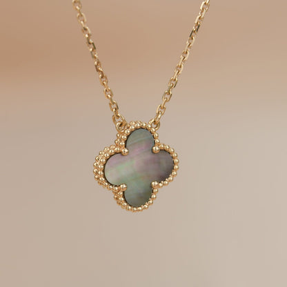 [Glow Muse]CLOVER 15MM  GRAY MOTHER OF PEARL NECKLACE