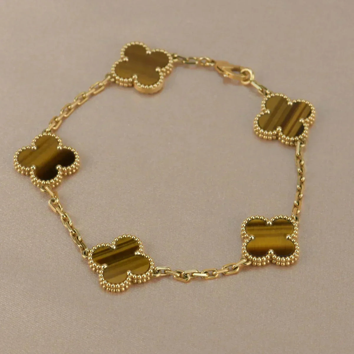 [⭐Glow Muse] CLOVER 5 MOTIFS TIGER EYE BRACELET COLLECTION