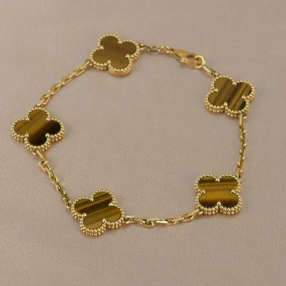 [⭐Glow Muse] CLOVER 5 MOTIFS TIGER EYE BRACELET COLLECTION