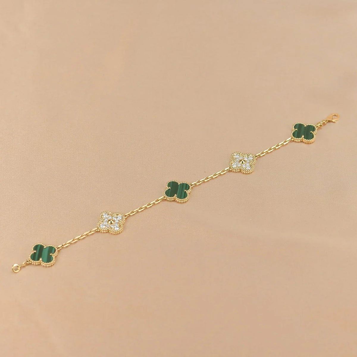 [⭐Glow Muse] CLOVER 5 MOTIF MALACHITE BRACELET COLLECTION