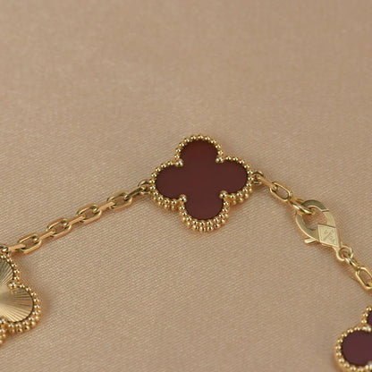 [⭐Glow Muse] CLOVER 5 MOTIF RED CORNELIAN BRACELET COLLECTION