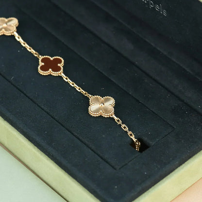 [⭐Glow Muse] CLOVER 5 MOTIF RED CORNELIAN BRACELET COLLECTION
