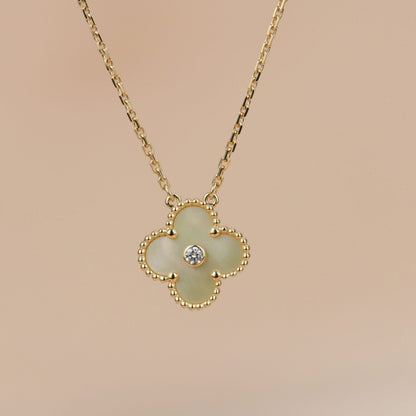[Glow Muse]CLOVER 15MM DIAMOND GOLD MOTHER OF PEARL NECKLACE