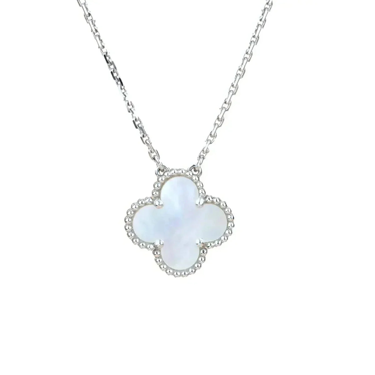 [Glow Muse]CLOVER  15MM WHITE MOTHER-OF-PEARL SILVER