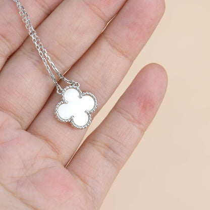 [Glow Muse]CLOVER  15MM WHITE MOTHER-OF-PEARL SILVER