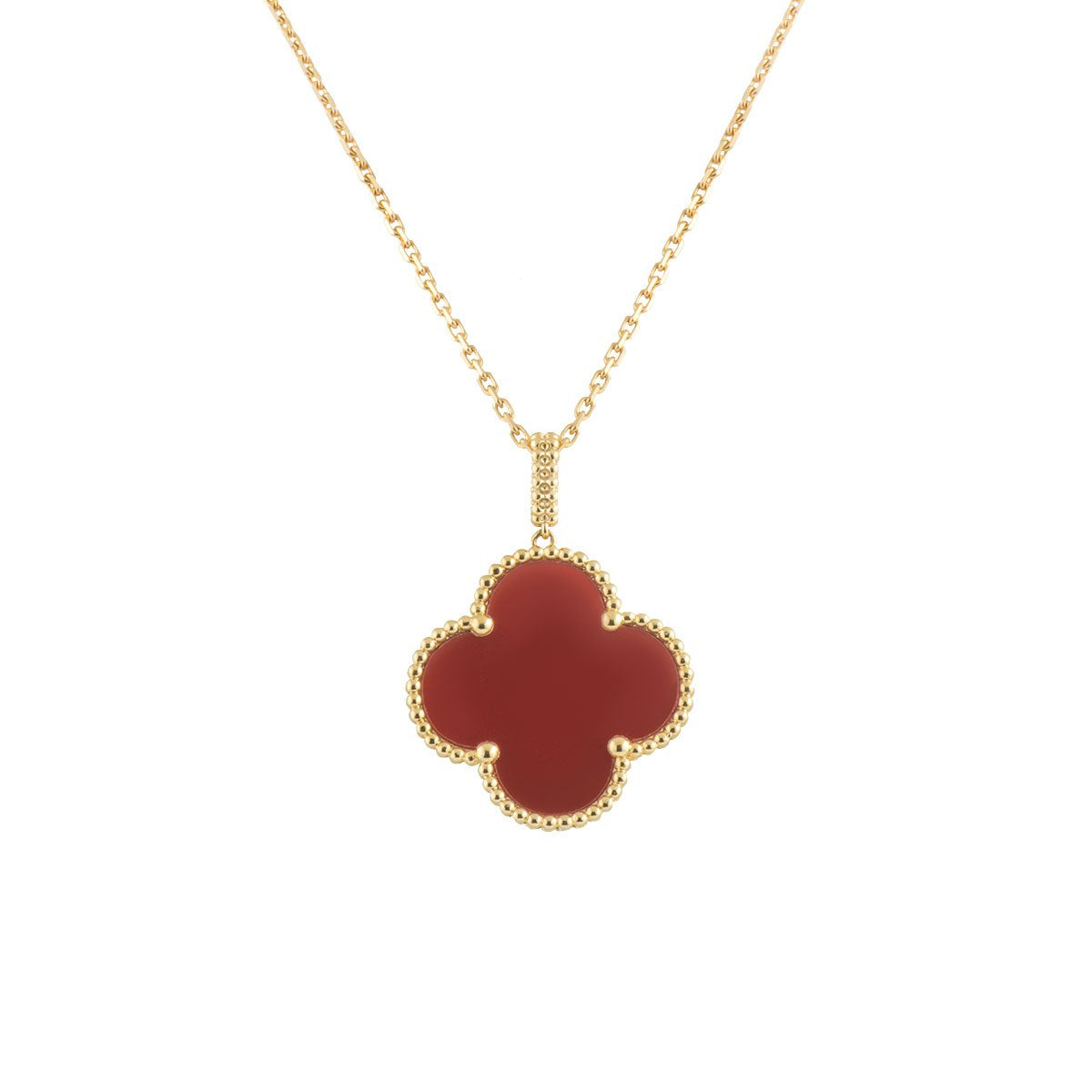 [Glow Muse]CLOVER 25MM NECKLACE GOLD CARNELIAN