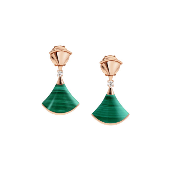 [Glow Muse]DREAM MALACHITE PINK GOLD EARRINGS
