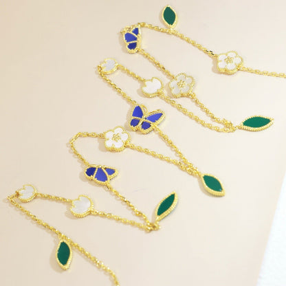 [Glow Muse]LUCKY SPRING BUTTERFLY 15 FLOWER NECKLACE