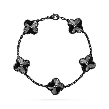 [Glow Muse]CLOVER 5 MOTIF BLACK BRACELET