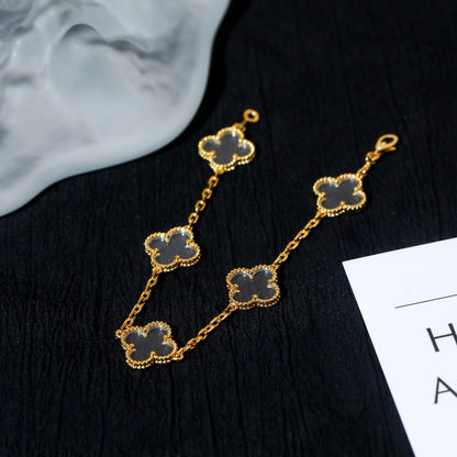[Glow Muse]CLOVER 5 MOTIF ROCK CRYSTAL BRACELET