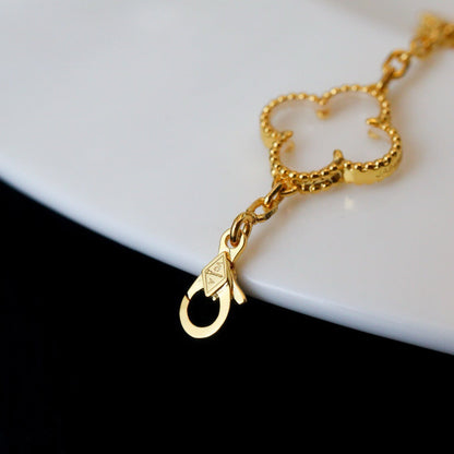 [Glow Muse]CLOVER 5 MOTIF ROCK CRYSTAL BRACELET