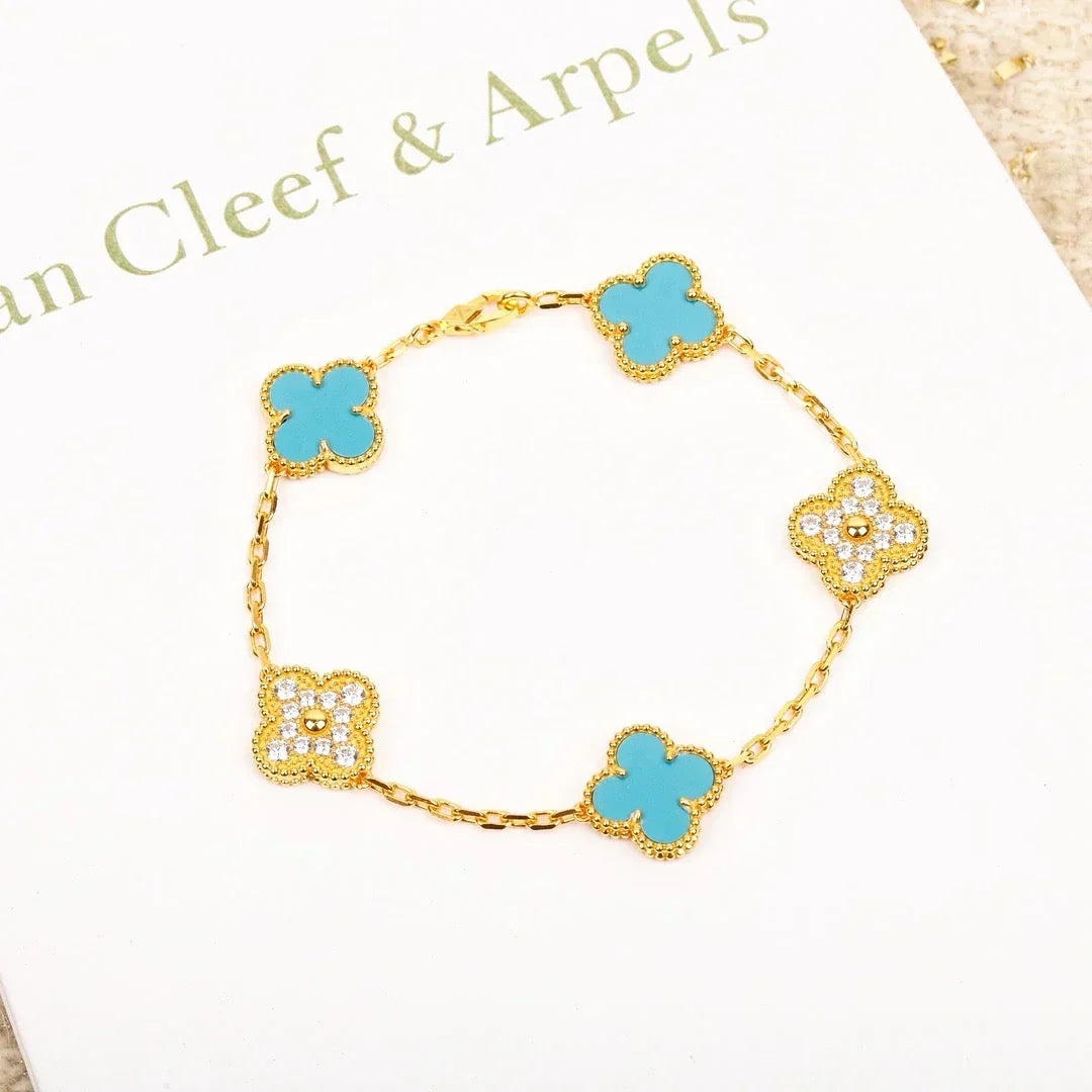 [⭐Glow Muse] CLOVER 5 MOTIF TURQUOISE BRACELET COLLECTION