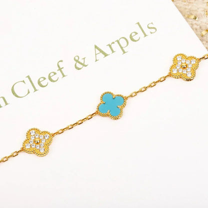 [⭐Glow Muse] CLOVER 5 MOTIF TURQUOISE BRACELET COLLECTION