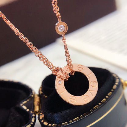 [Glow Muse]LOVE NECKLACE 16MM 2 DIAMONDS