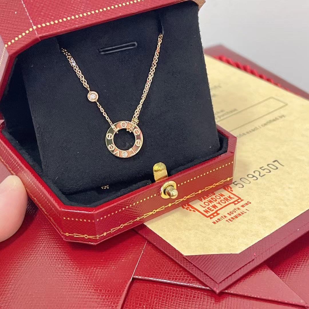 [Glow Muse]LOVE NECKLACE 16MM 2 DIAMONDS