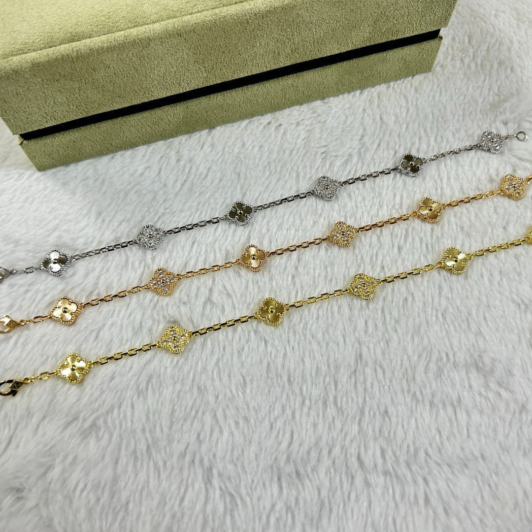 [Glow Muse]CLOVER 6 MOTIF DIAMOND LASER BRACELET