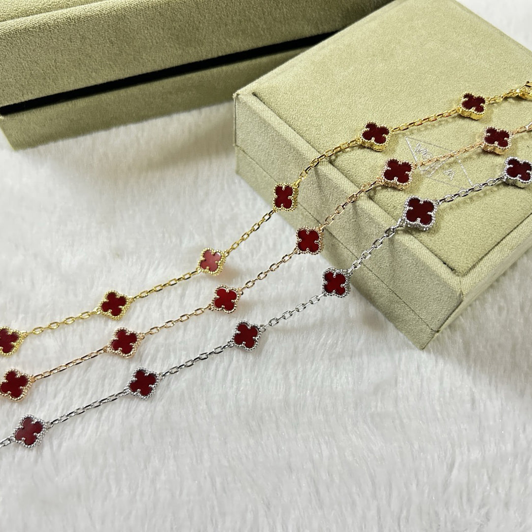 [Glow Muse]CLOVER 6 MOTIF RED AGATE BRACELET