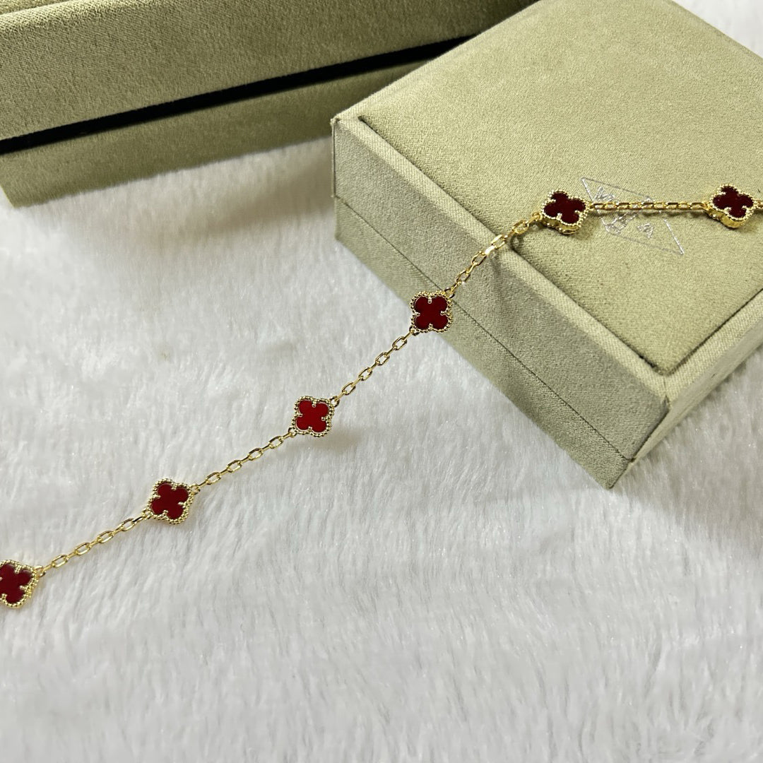 [Glow Muse]CLOVER 6 MOTIF RED AGATE BRACELET