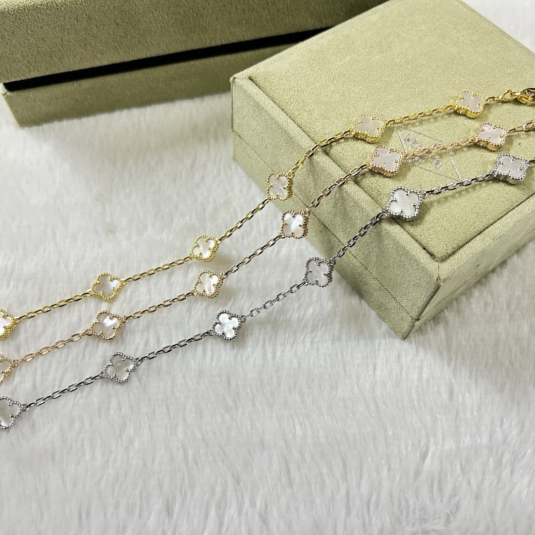 [Glow Muse]CLOVER 6 MOTIF WHITE MOP BRACELET