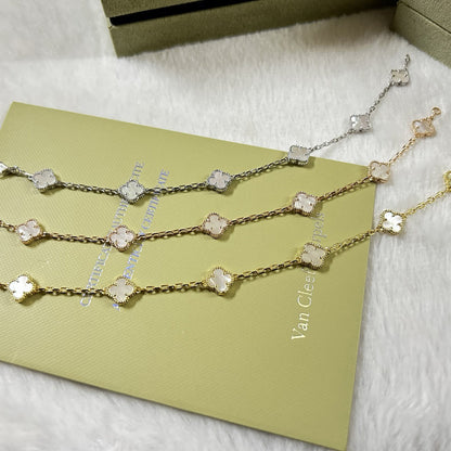 [Glow Muse]CLOVER 6 MOTIF WHITE MOP BRACELET