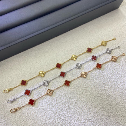 [Glow Muse]CLOVER 6 MOTIF RED AGATE LASER BRACELET