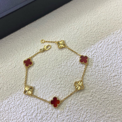 [Glow Muse]CLOVER 6 MOTIF RED AGATE LASER BRACELET