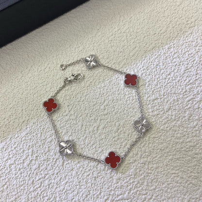 [Glow Muse]CLOVER 6 MOTIF RED AGATE LASER BRACELET