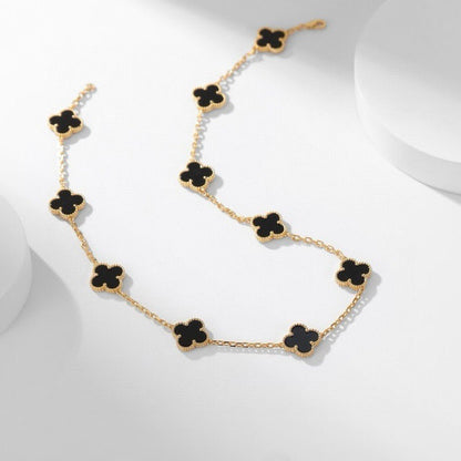 [Glow Muse]CLOVER 10 MOTIFS ONYX NECKLACE