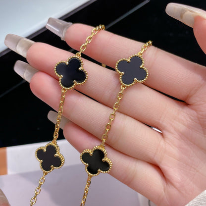 [Glow Muse]CLOVER 10 MOTIFS ONYX NECKLACE