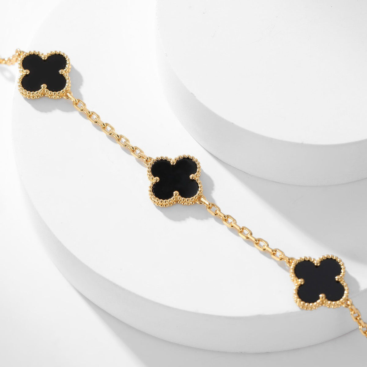 [Glow Muse]CLOVER 10 MOTIFS ONYX NECKLACE