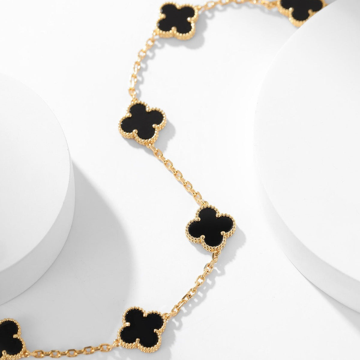 [Glow Muse]CLOVER 10 MOTIFS ONYX NECKLACE