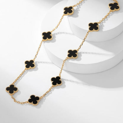 [Glow Muse]CLOVER 10 MOTIFS ONYX NECKLACE