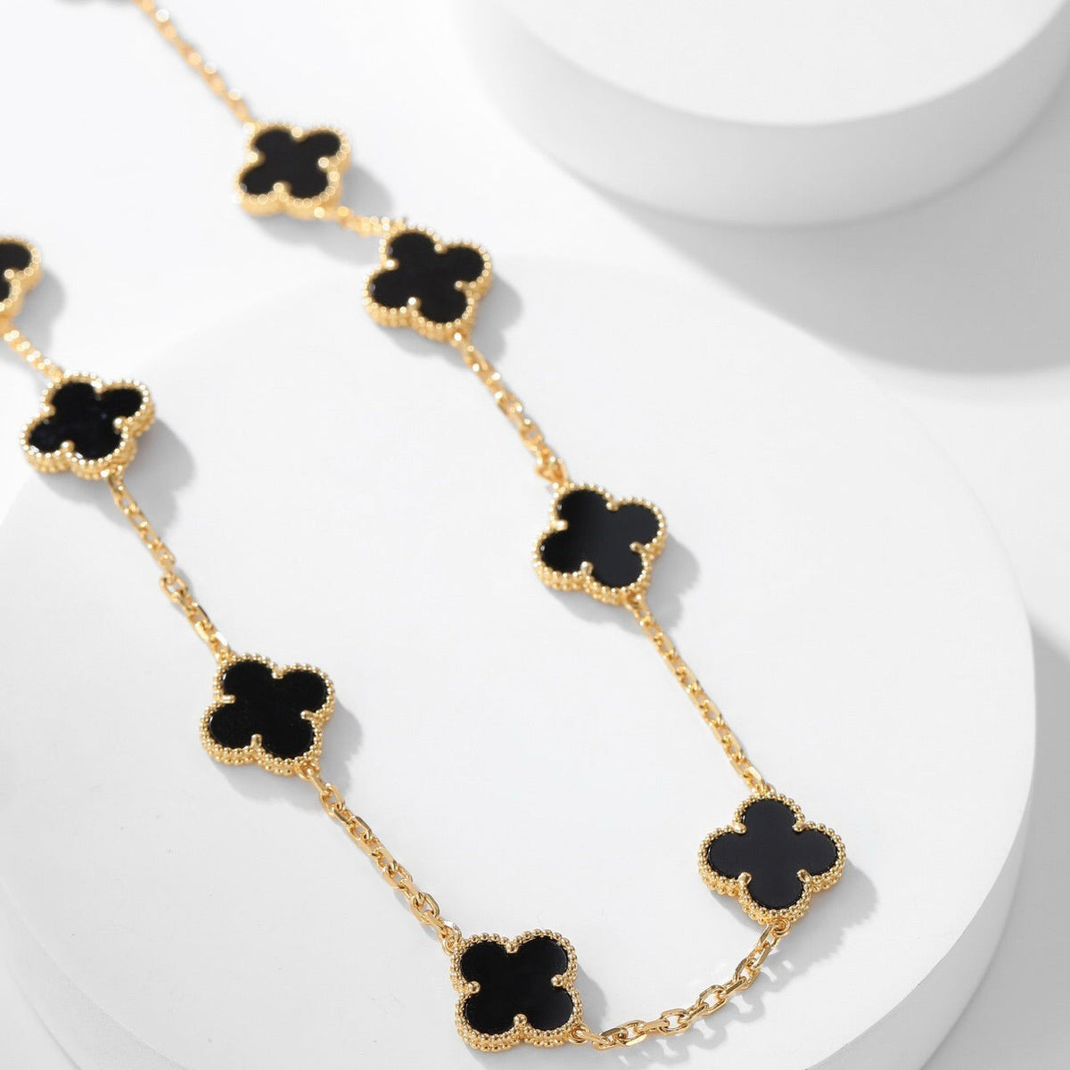 [Glow Muse]CLOVER 10 MOTIFS ONYX NECKLACE