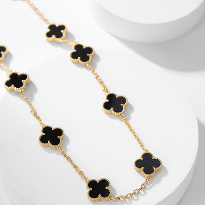 [Glow Muse]CLOVER 10 MOTIFS ONYX NECKLACE