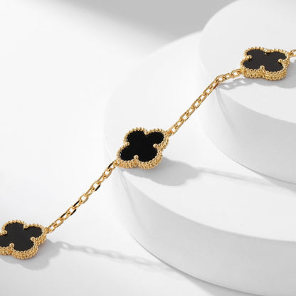 [Glow Muse]CLOVER 10 MOTIFS ONYX NECKLACE