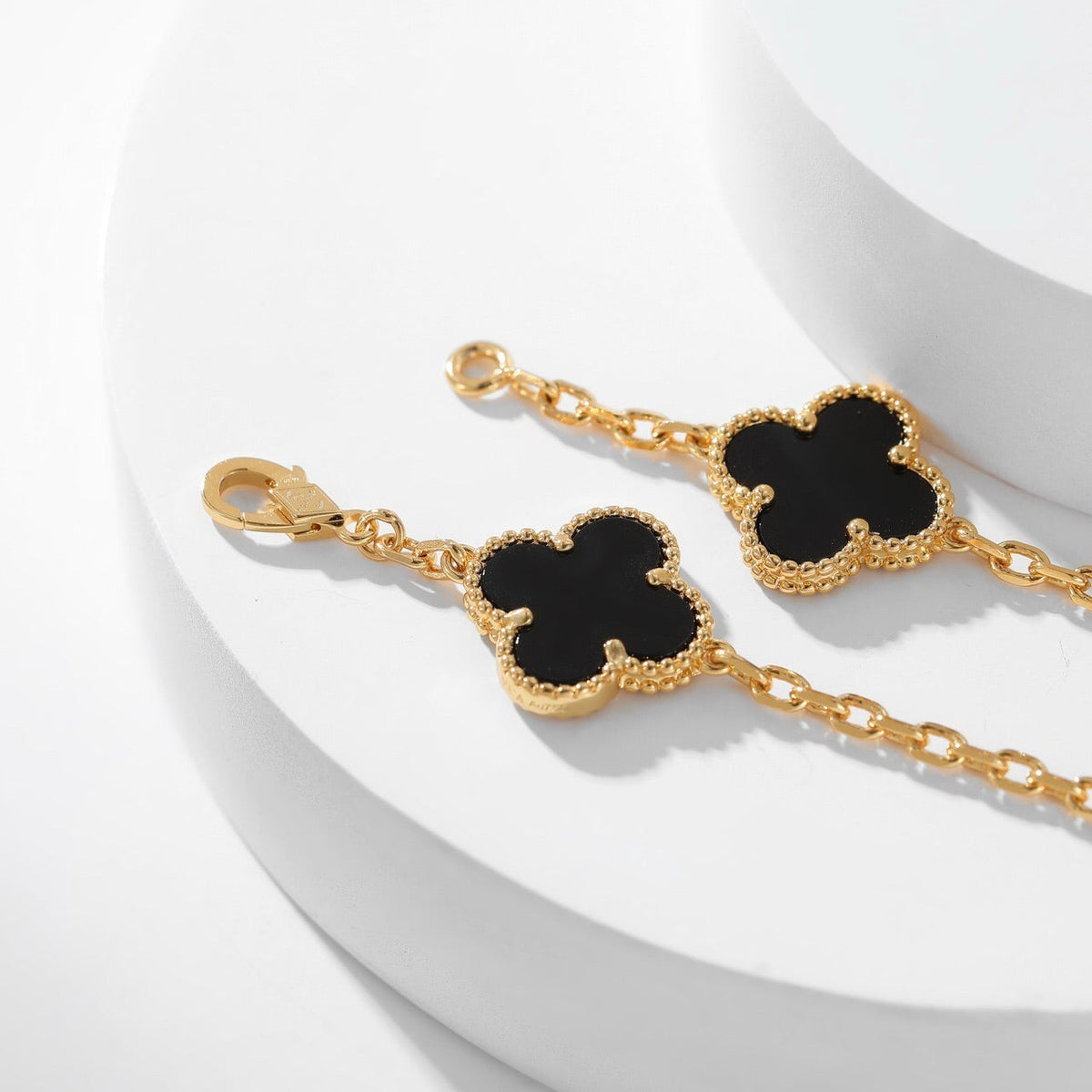 [Glow Muse]CLOVER 10 MOTIFS ONYX NECKLACE