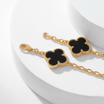 [Glow Muse]CLOVER 10 MOTIFS ONYX NECKLACE
