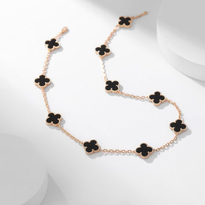 [Glow Muse]CLOVER 10 MOTIFS ONYX NECKLACE