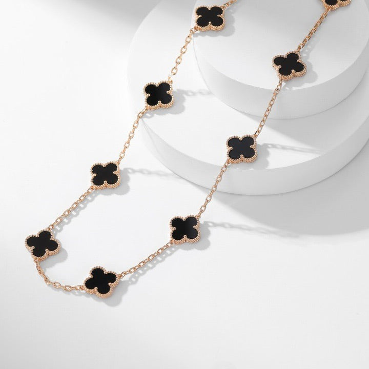 [Glow Muse]CLOVER 10 MOTIFS ONYX NECKLACE