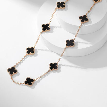 [Glow Muse]CLOVER 10 MOTIFS ONYX NECKLACE