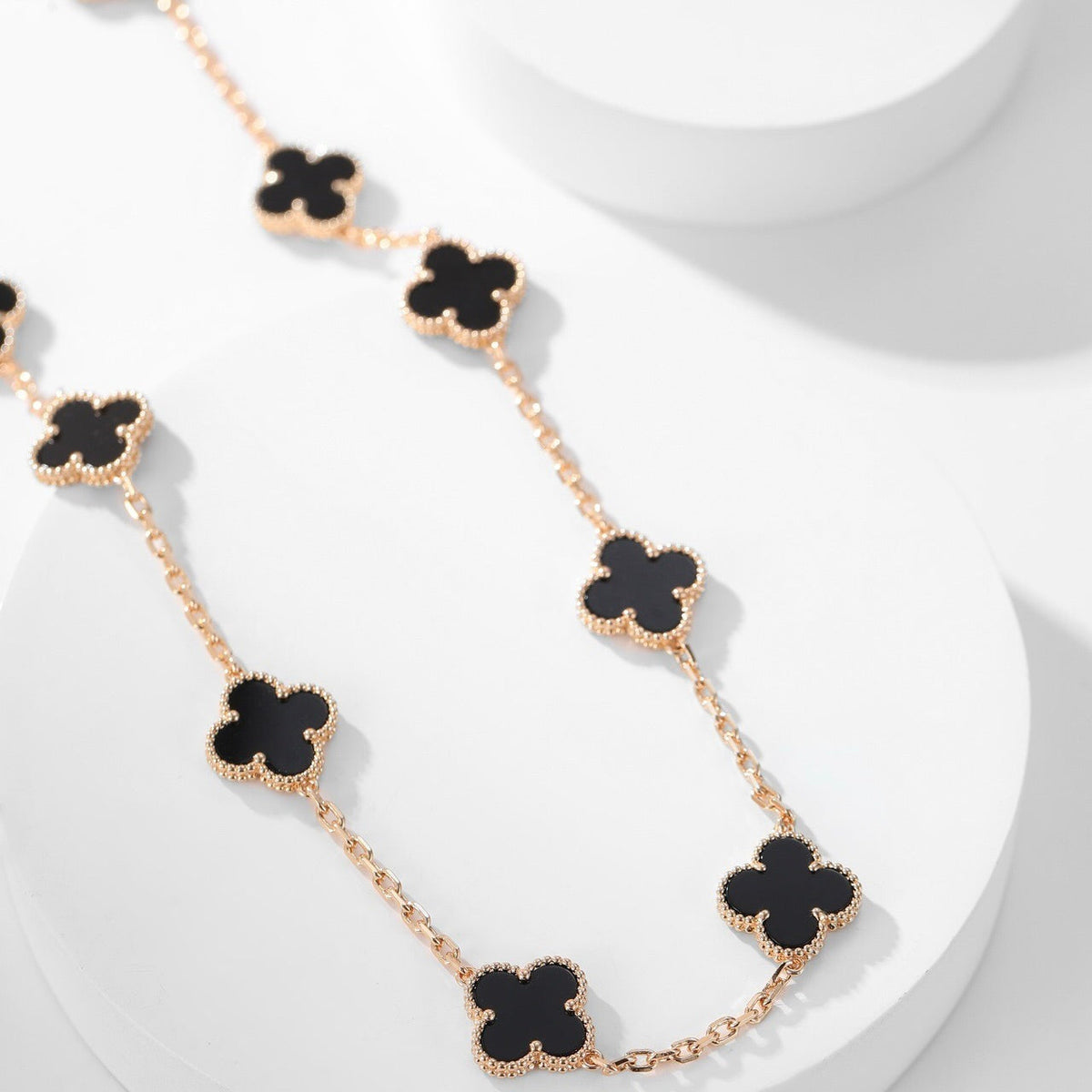 [Glow Muse]CLOVER 10 MOTIFS ONYX NECKLACE