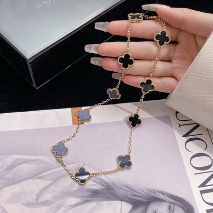 [Glow Muse]CLOVER 10 MOTIFS ONYX NECKLACE