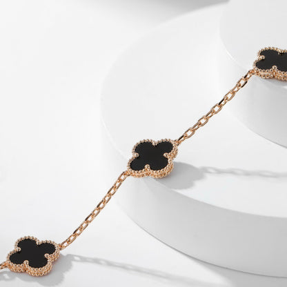 [Glow Muse]CLOVER 10 MOTIFS ONYX NECKLACE