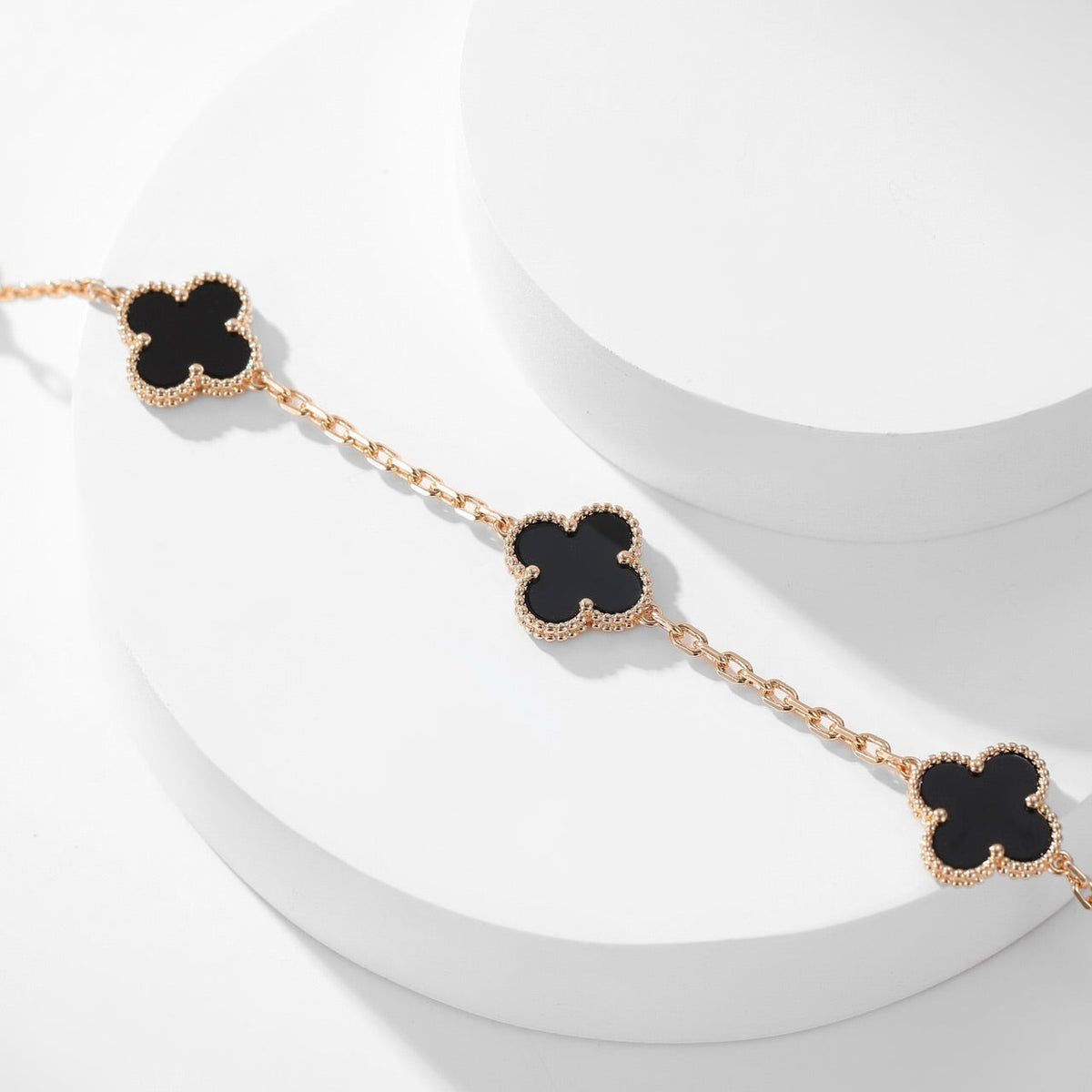 [Glow Muse]CLOVER 10 MOTIFS ONYX NECKLACE