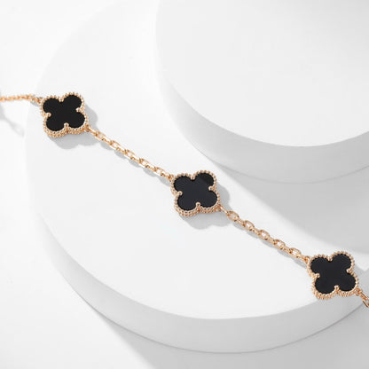[Glow Muse]CLOVER 10 MOTIFS ONYX NECKLACE